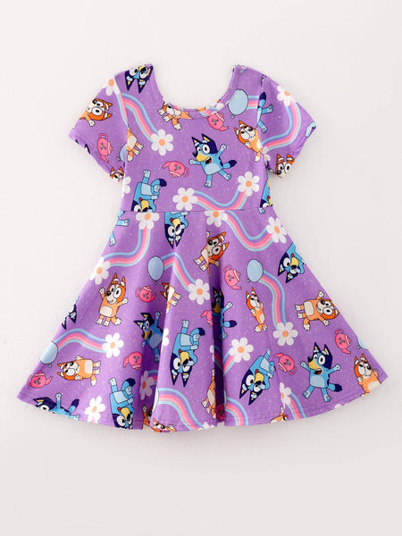 Bluey Girls Rainbow Print Milk Silk Dress