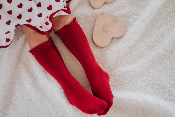 Cherry Lace Top Knee High Socks