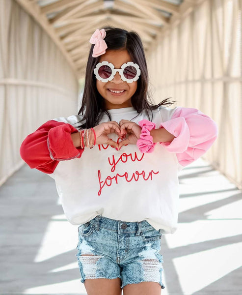 Heart You Forever Valentines Day Color Block Sweatshirt