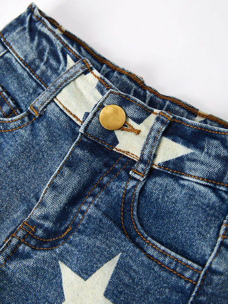“America” Top + Denim Shorts Set