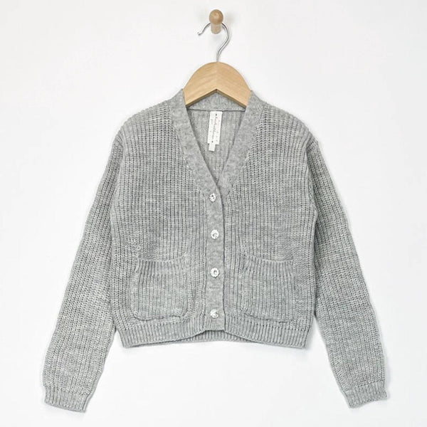 CARDIGAN SWEATER WITH EMBELLISHED BUTTONS (4-6X)