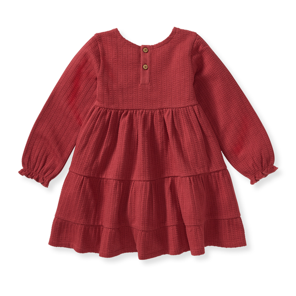 Dotted Rib Organic Cotton Dress - Brick Red