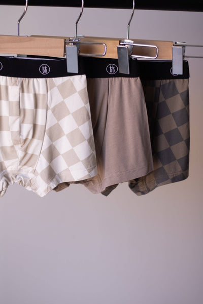 Bamboo Boxers (3 Pack) | Checkerboard & Faded Brown Checkerboard