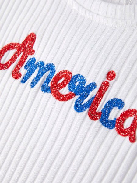 “America” Top + Denim Shorts Set