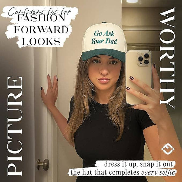 Two Tone Cap - Go Ask Your Dad - Beige/Green