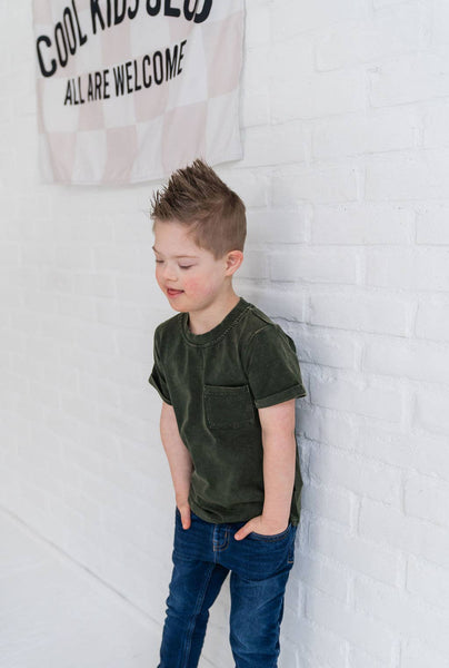 Lindworm Green Stonewash Kids Pocket Tee