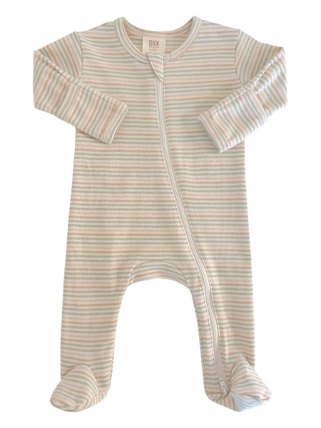 Multi Stripe / Organic 2-Way Zip Footie