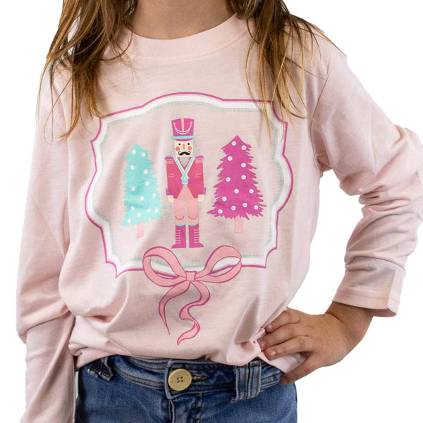 Youth Nutcracker Dreams Long Sleeve Crew Neck T-Shirt   Light Pink/Multi
