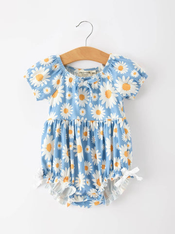 Summer Daisy Romper Bow Ruffle