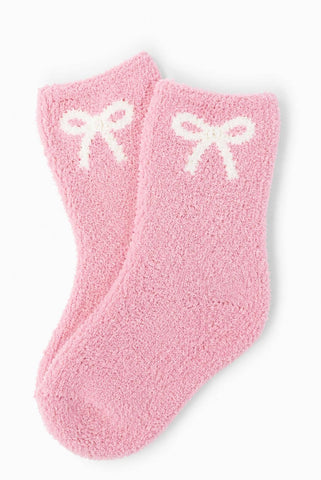 Light Pink/Coconut Bow Cozy Socks