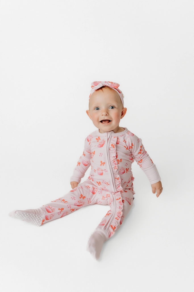 Cupcakes and Bows Ruffle Bamboo Pajama