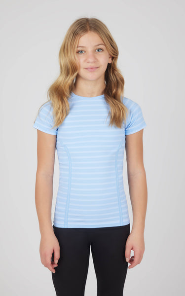 Girls Stripe Seamless Crewneck Short-Sleeves Everyday Tee