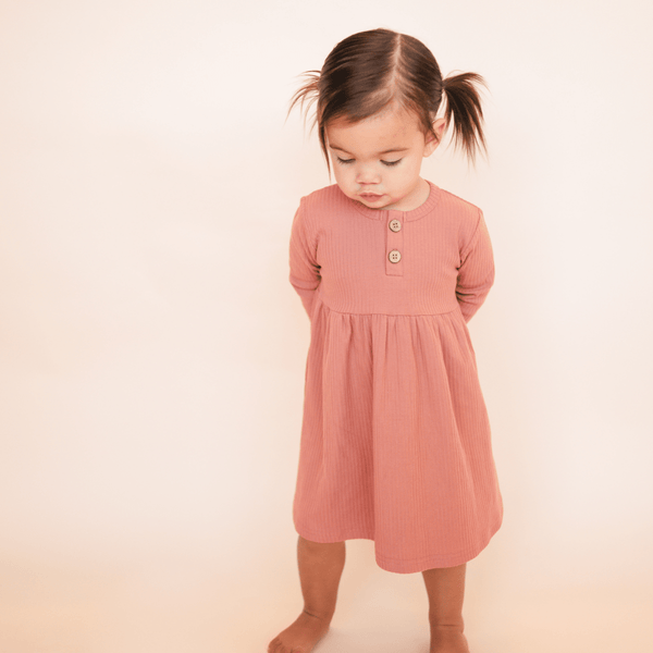 Terracotta Organic Ribbed Cotton Dress