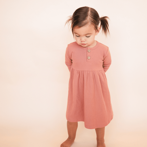 Terracotta Organic Ribbed Cotton Dress