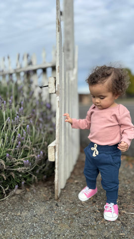 Peony-Long sleeved organic cotton ribbed bodysuit