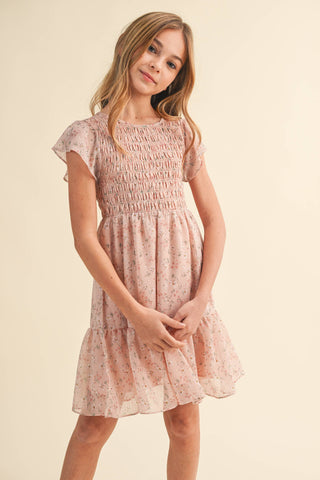 TWEEN KIDS GIRLS SMOCKED FLOUNCE DRESS (7-12)