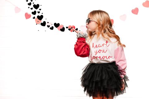 Heart You Forever Valentines Day Color Block Sweatshirt