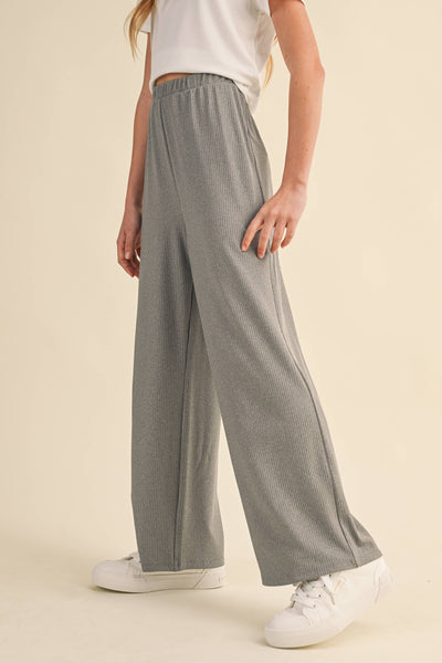 TWEEN GIRLS WIDE LEG PULL ON RIB KNIT PANTS (7-14)