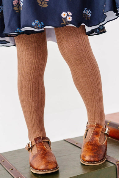 Mocha Cable Knit Tights