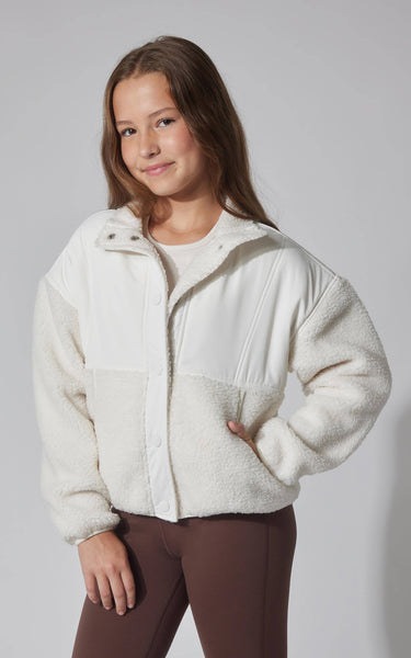 Tween Girls Trendy Sherpa Cozy Jacket with Snaps Closure