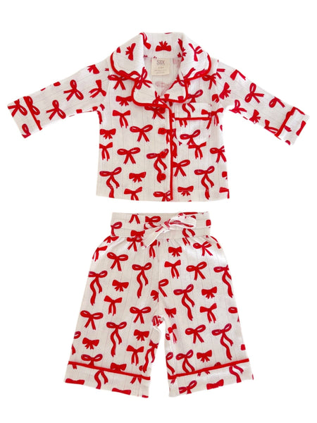 Red Bows / Organic Pointelle Lounge Set