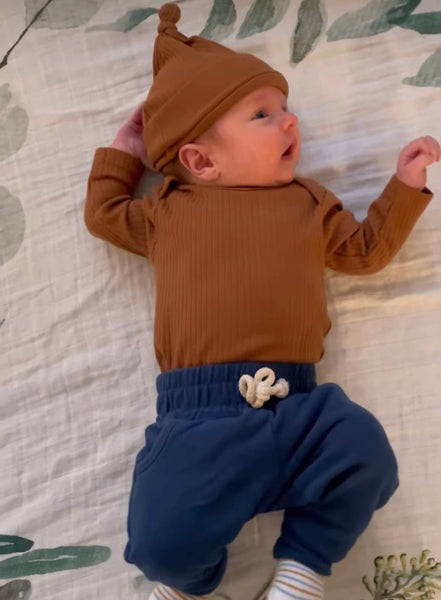 The Coby - Burnt Umber- Long sleeved organic cotton bodysuit