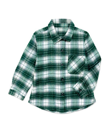 Toddler's Green Plaid Flannel Shirt