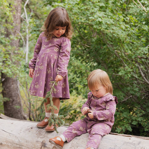 Flutter Sleeve Romper- Orchid Blooms