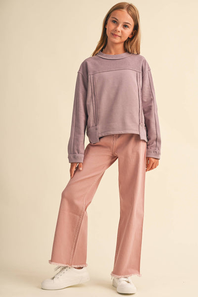 DUSTY MAUVE GIRLS CREW NECK SWEATSHIRT (7-14)