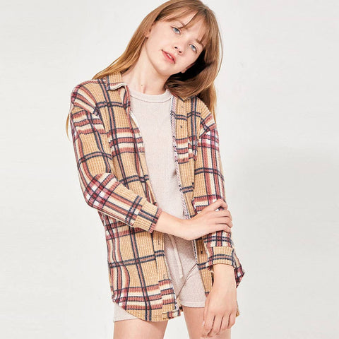 Plaid Print Long Line Shacket