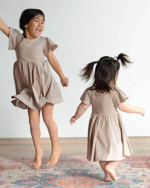 Twirl Dress- Toffee Stripe