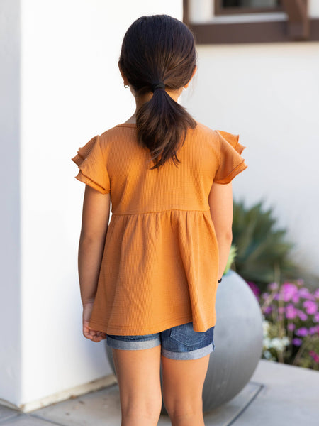 Little Girls Flutter Sleeve Peplum Top