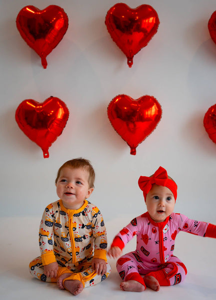 Valentine's Day Construction Bamboo Zippy Pajamas