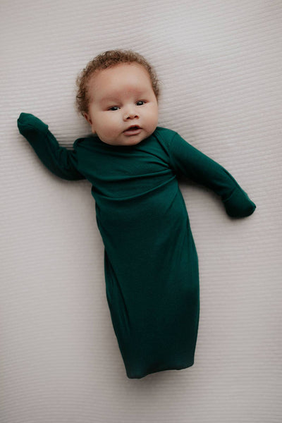 Forest Green Ribbed Knotted Gown