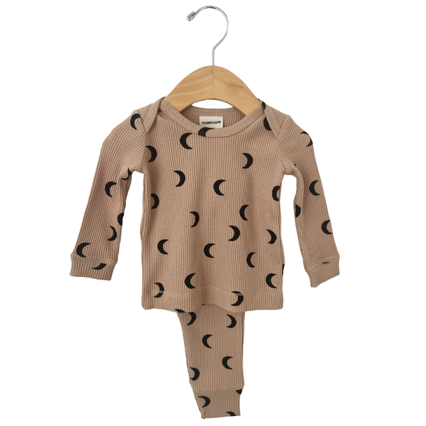 Organic Waffle 2-Piece Set, Tan/Black Moon