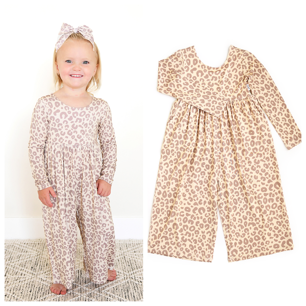 Amari Leopard WIDE LEG ROMPER Bamboo Kids Clothing Outfit