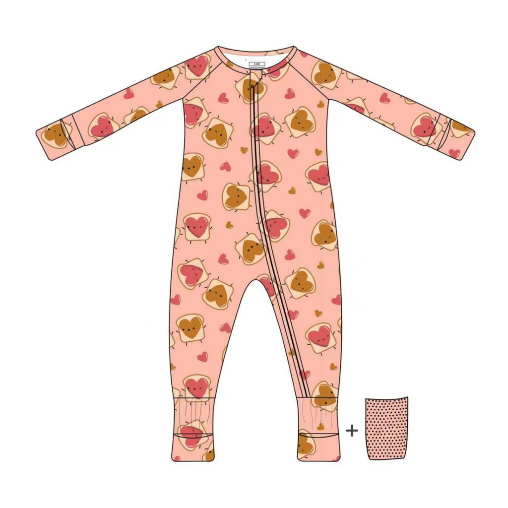 Bamboo 2-Way Convertible Zip Romper | PB ♡ J Valentine Print