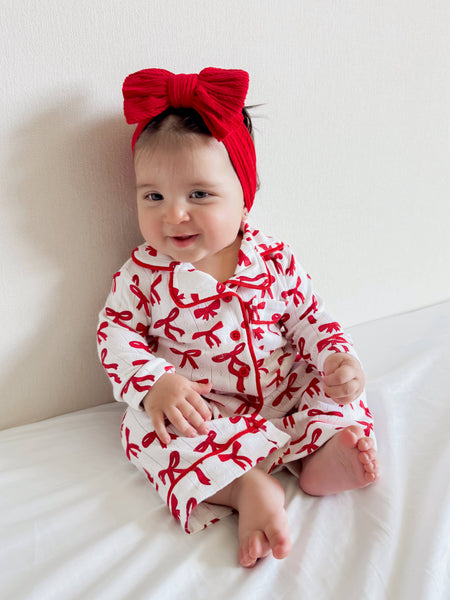 Red Bows / Organic Pointelle Lounge Set