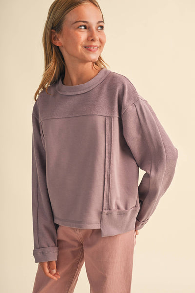 DUSTY MAUVE GIRLS CREW NECK SWEATSHIRT (7-14)