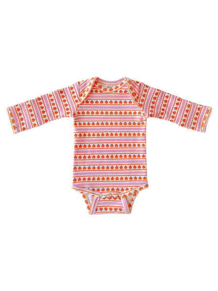Pumpkin Stripe Pink / Organic Long Sleeve Bodysuit