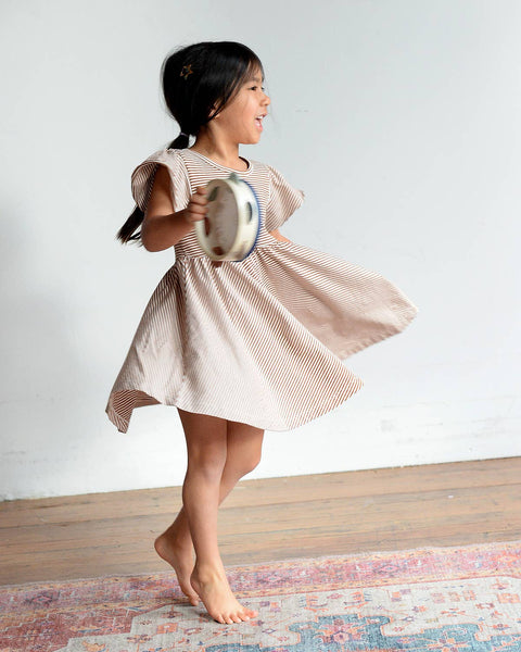 Twirl Dress- Toffee Stripe