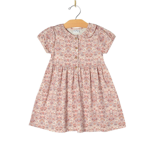 Frill Collar Puff Sleeve Dress- Spring Bouquet