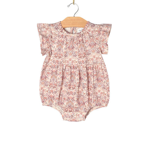 Flutter Sleeve Short Romper- Spring Bouquet
