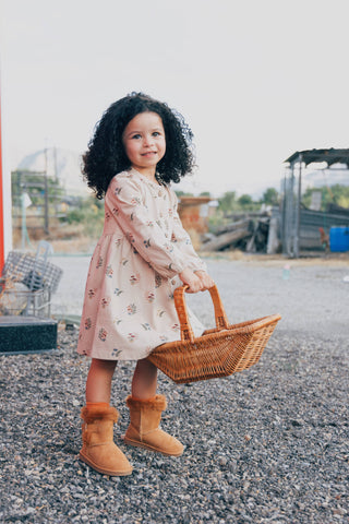 Button Down Dress- Fall Mushrooms