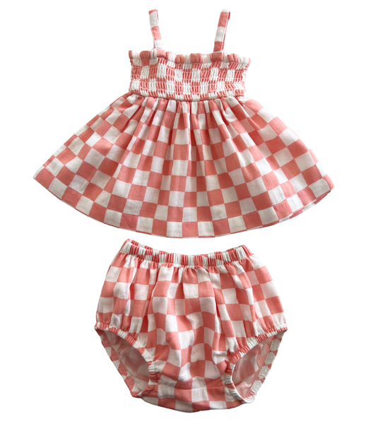 Sorbet Checkerboard / Organic Smocked Set