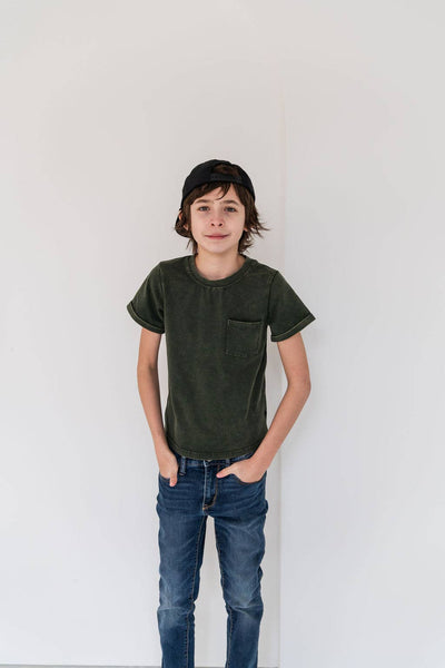 Lindworm Green Stonewash Kids Pocket Tee