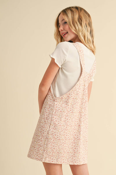 TWEEN KIDS GIRLS FLORAL OVERALL DRESS (7-14)