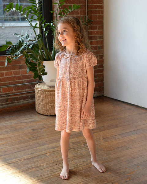 Frill Collar Puff Sleeve Dress- Spring Bouquet