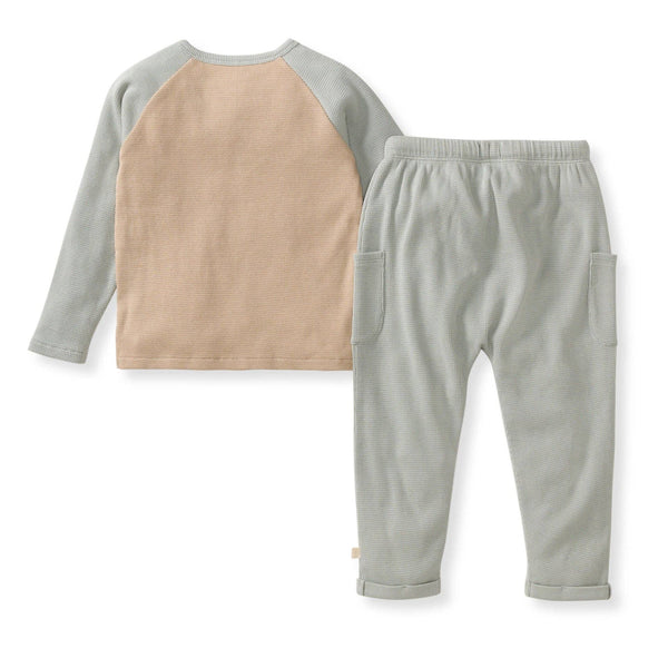 Organic Thermal Boy Tee & Pants Set • Blue Gray