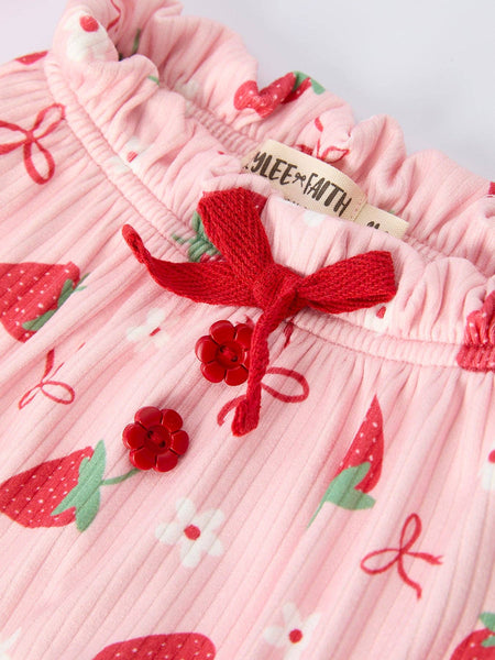 Strawberry Bow 3-Piece Bloomer Set